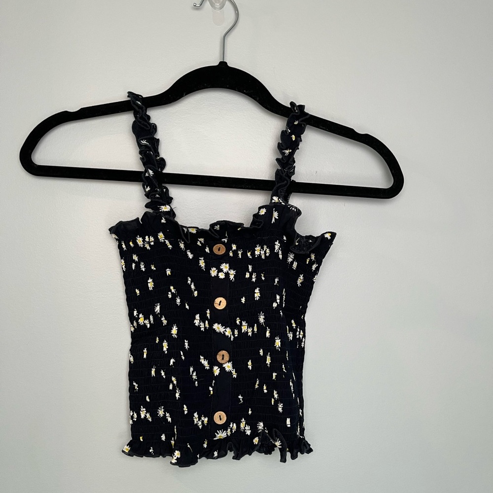 Button down flower tank top